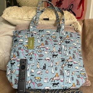 Vera Bradley Blue quilted cat print  Tote Bag new